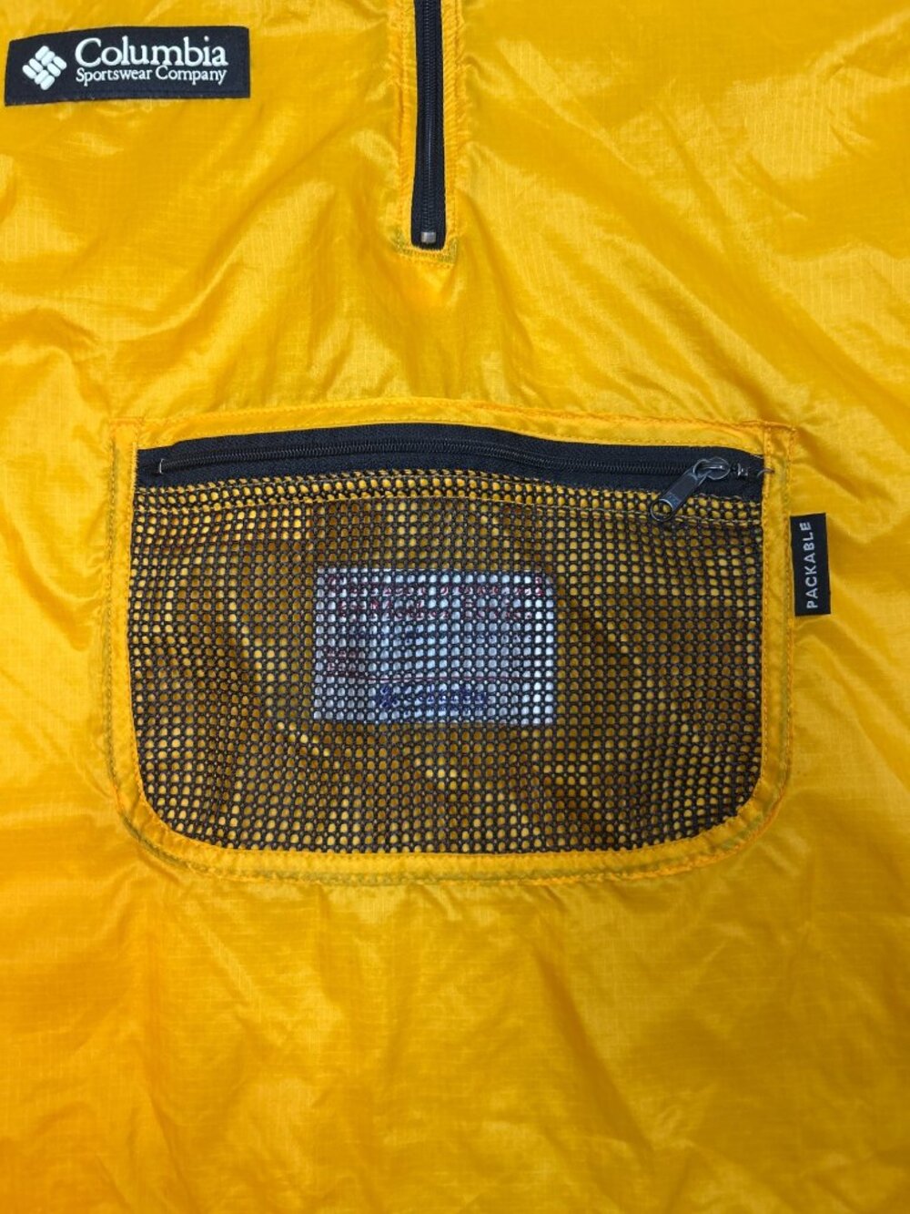Columbia Boys 14-16 Yellow Packable Windbreaker Jacket Hood Half Zip Pocket - Picture 4 of 10
